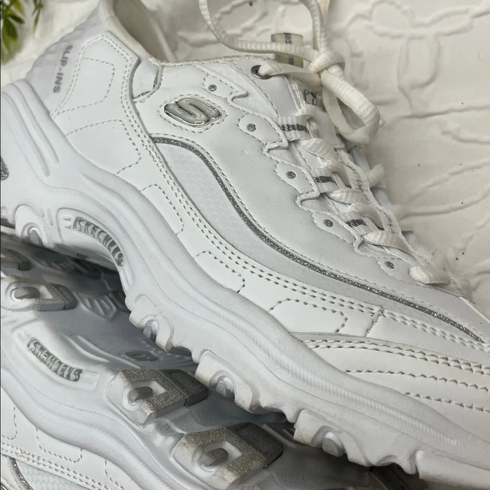 Skechers All-White Chunky Lace-Up Sneakers